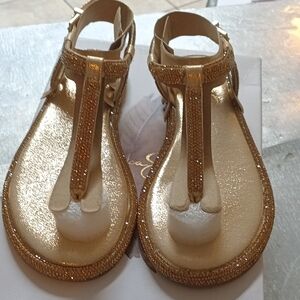 Jessica Simpson Nwt Thong Sandals Size 5 Womans Gold Bling Gorgeous